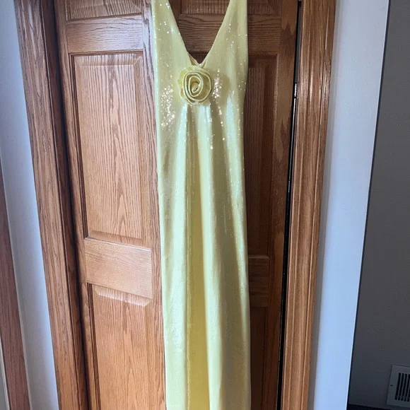 Meshki One Shoulder Yellow Sequin Dress - Picture 5 of 5